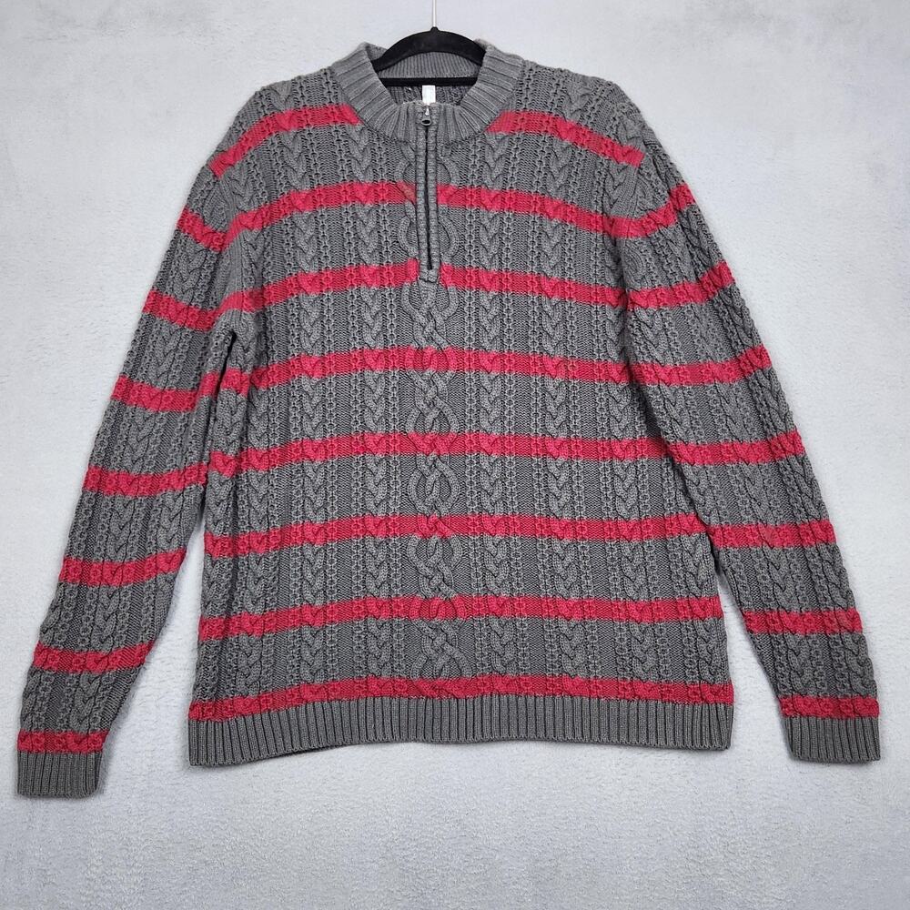 Hanna Andersson Sweater Mens Large Striped Cable Knit Pullover Wool Blend